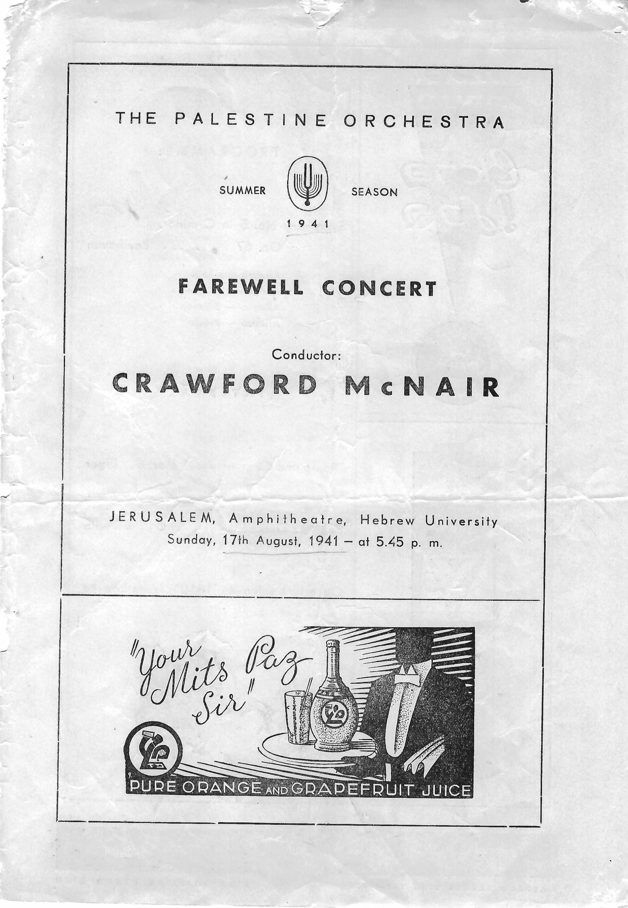 Crawford McNair's farewell concert, 1941, p1