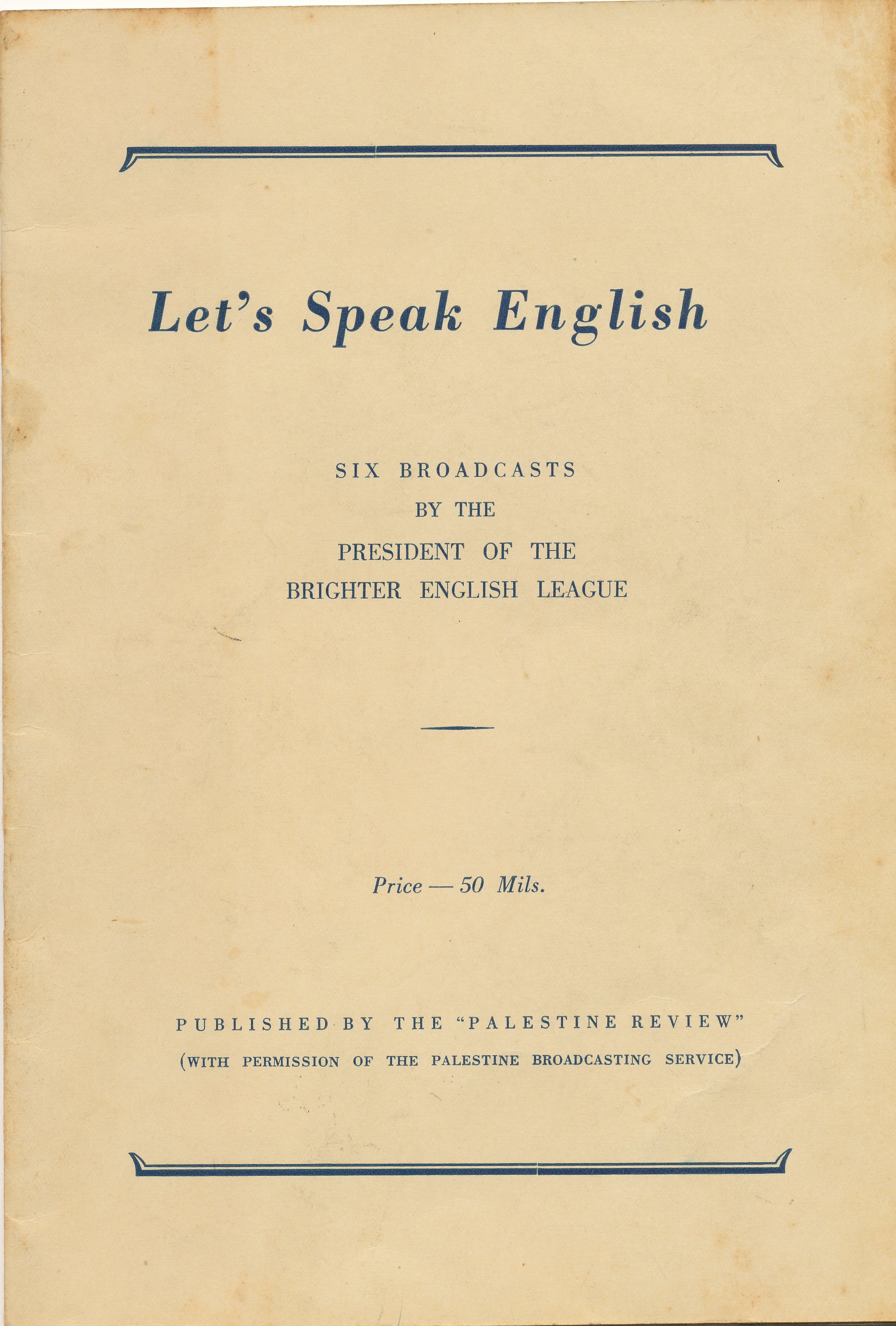 front cover of booklet Let's Speak English, by Brighter English League