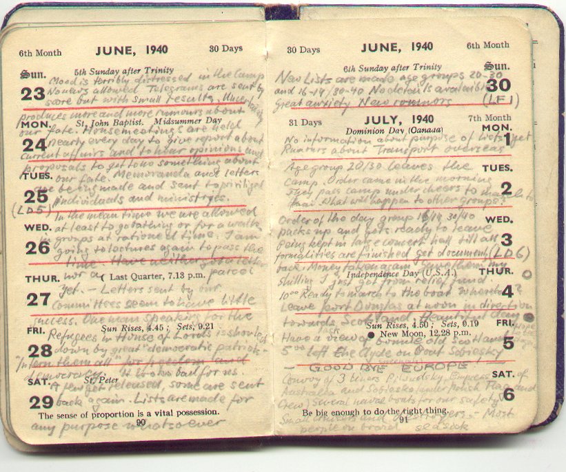 Photo of entry in page 86 of Heinrich Pfeil's diary, 1940-1941 