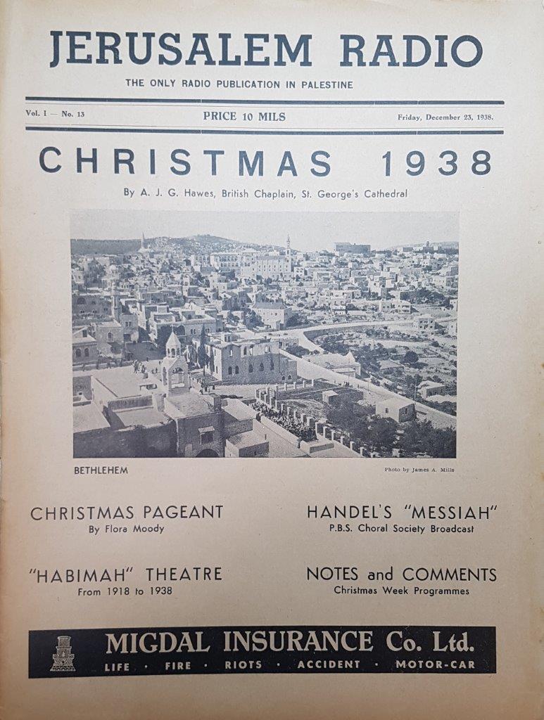 Jerusalem Radio Vol.1 No.13, Friday, December 23, 1938 Coverpage in English