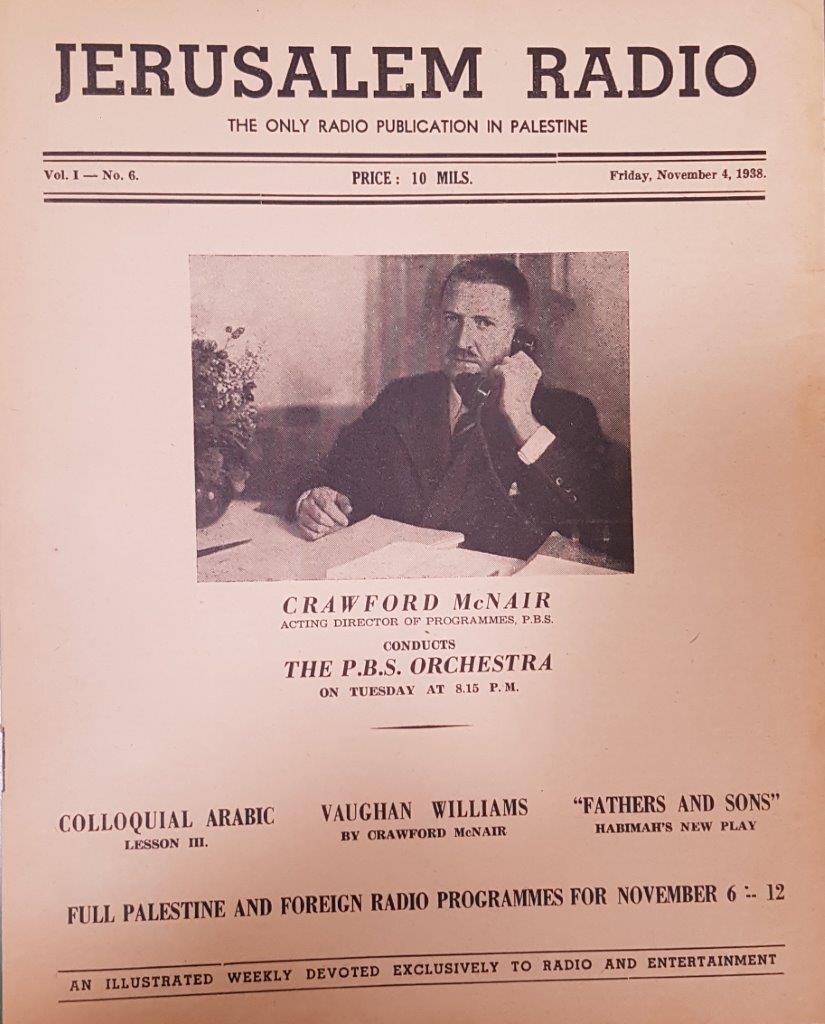 Jerusalem Radio Vol.1 No.6, Friday, November 4, 1938 Coverpage in English