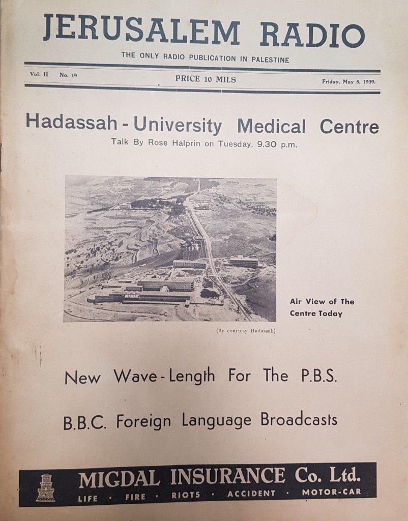 Jerusalem Radio: Vol.2 No.19, Friday, May 5, 1939 Coverpage in English