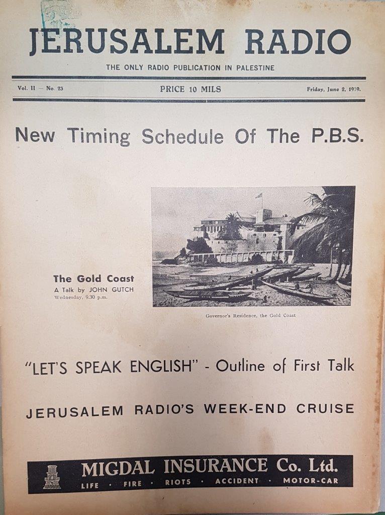 Jerusalem Radio: Vol.2 No.23, Friday, June 2, 1939 Coverpage in English