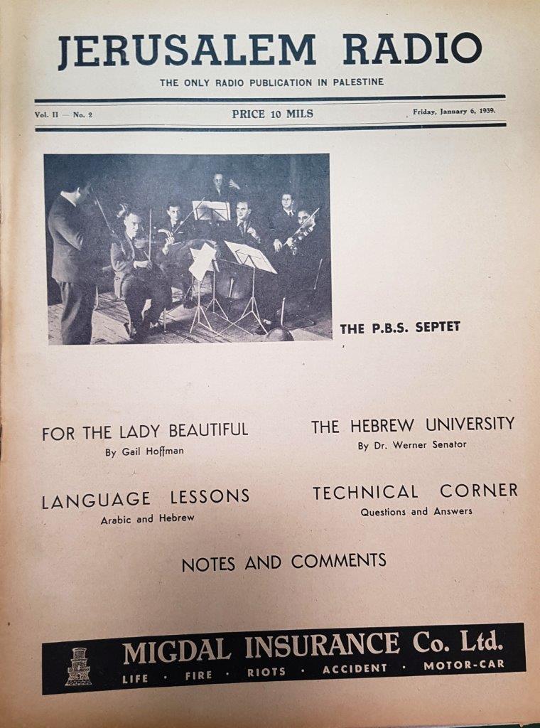 Jerusalem Radio: Vol.2 No.2, Friday, January 6, 1939 in English