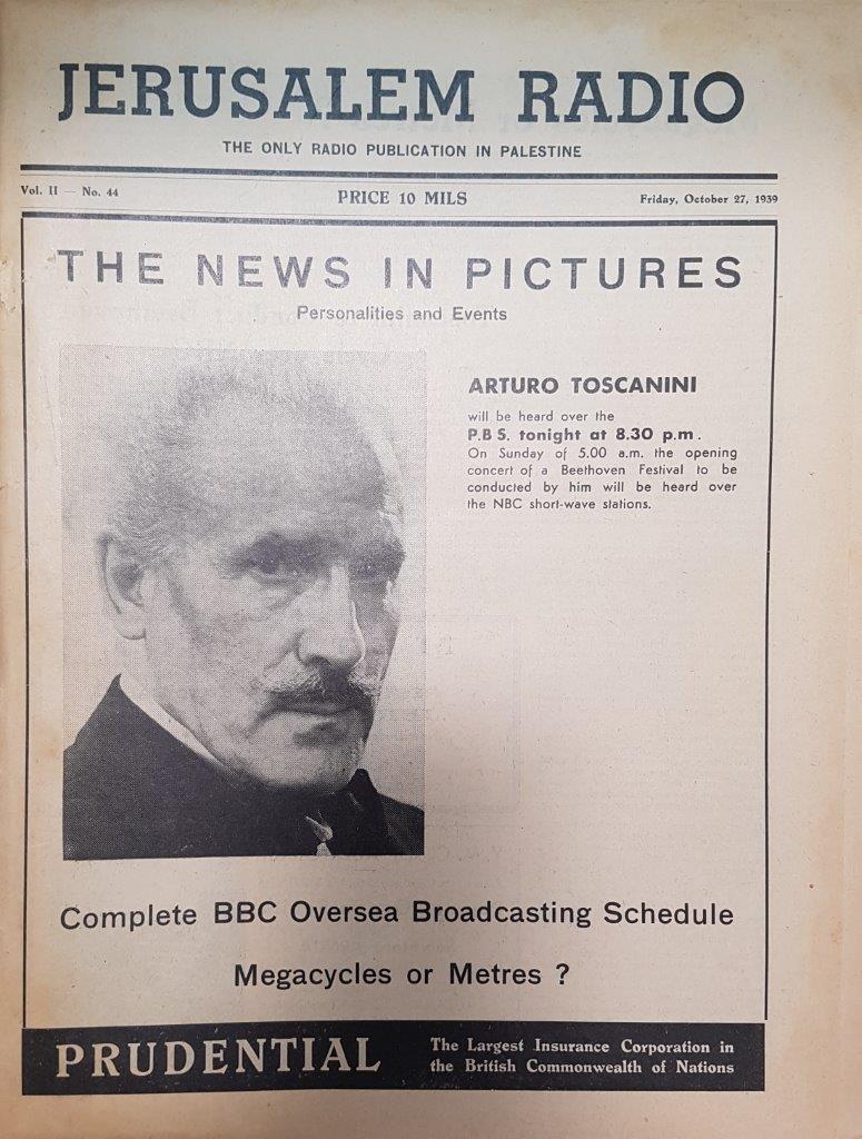 Jerusalem Radio: Vol.2 No.44, Friday, October 27, 1939 Coverpage in English