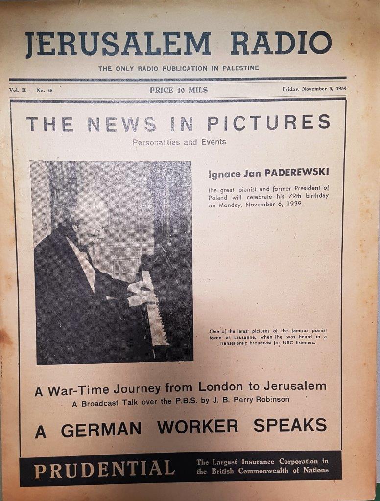 Jerusalem Radio: Vol.2 No.45, Friday, November 3, 1939 Coverpage in English