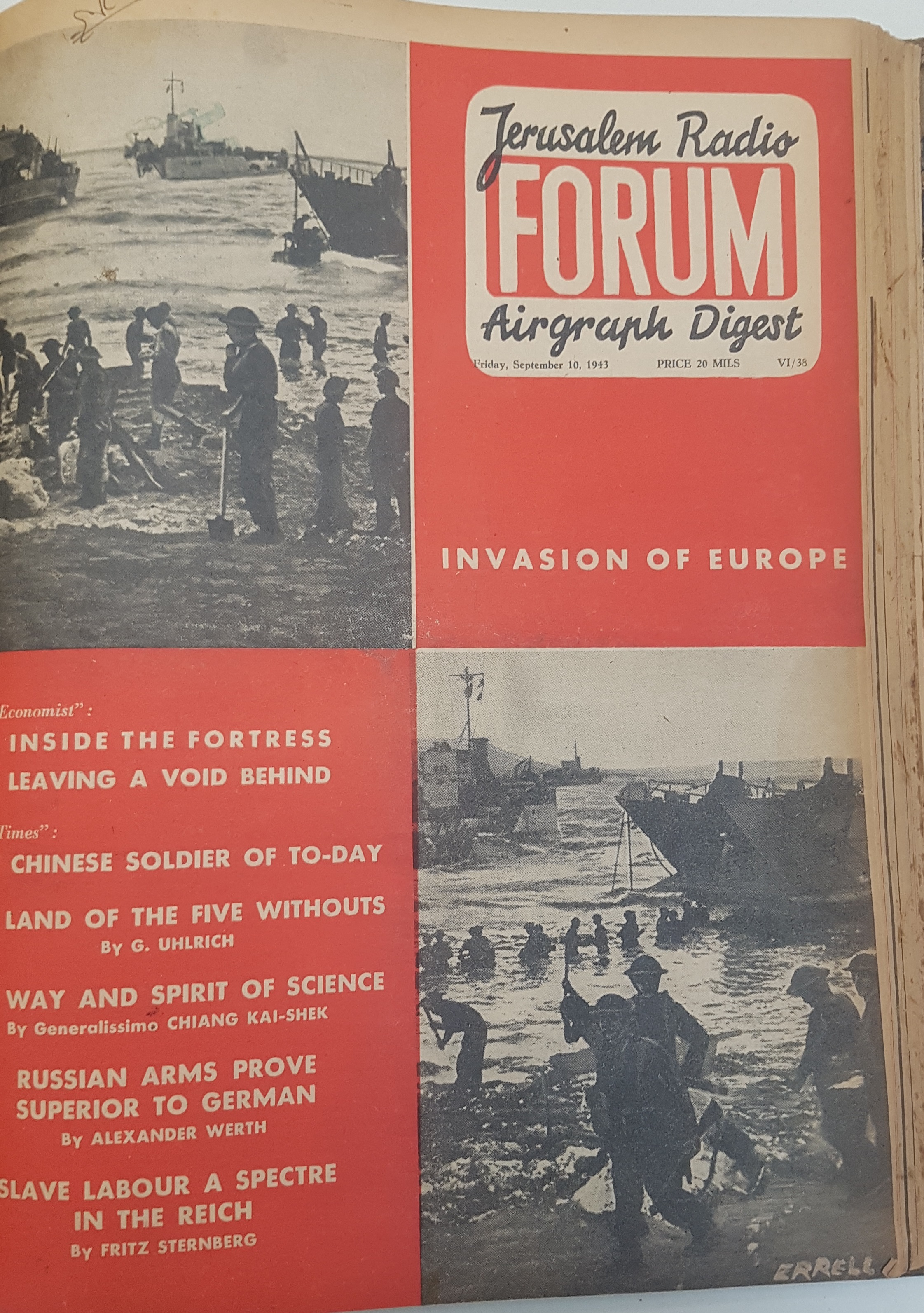 cover page of Forum Vol 6, No 38,  Friday, September 8,  1943