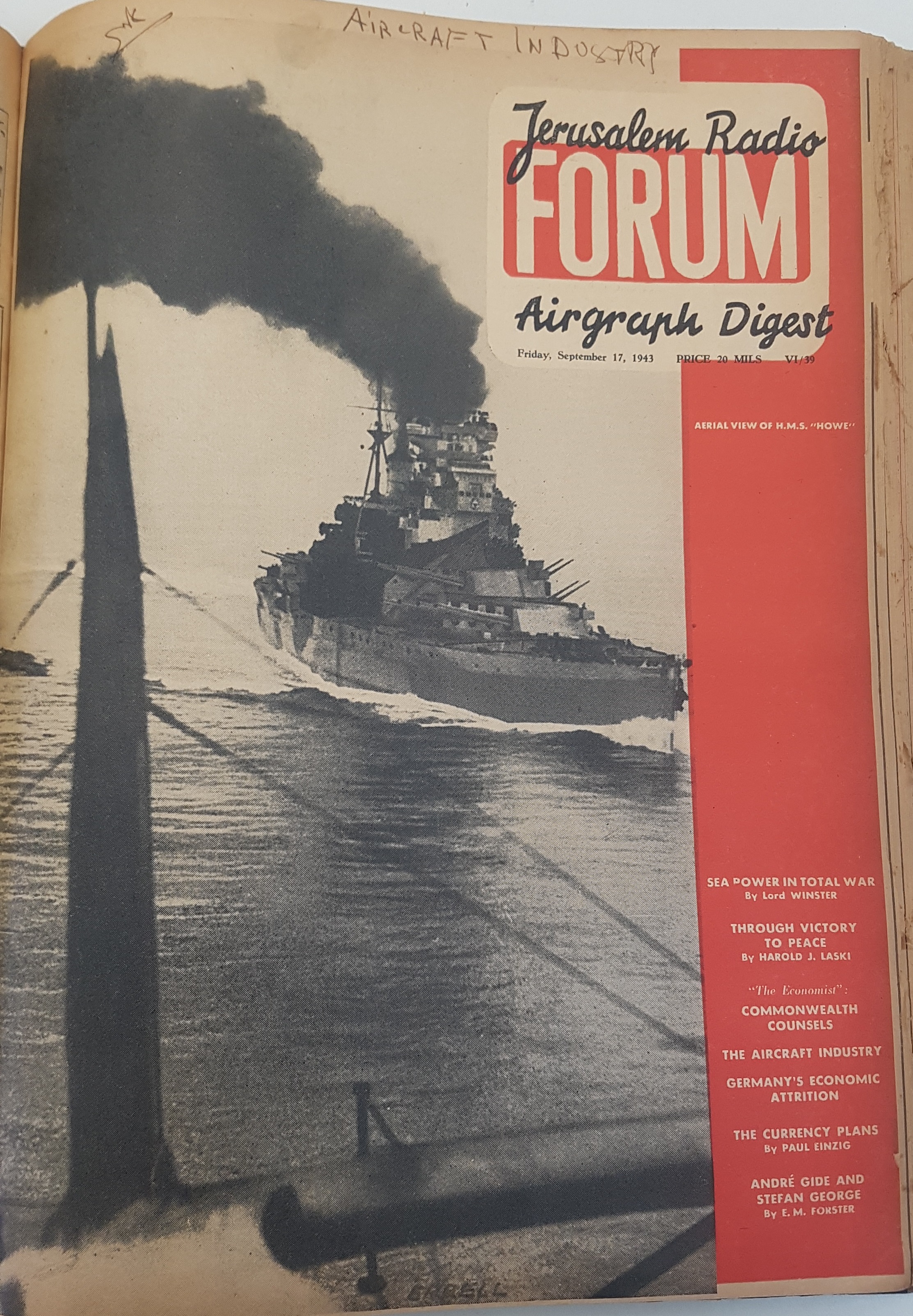 cover page of Forum Vol 6, No 39, Friday, September 17, 1943