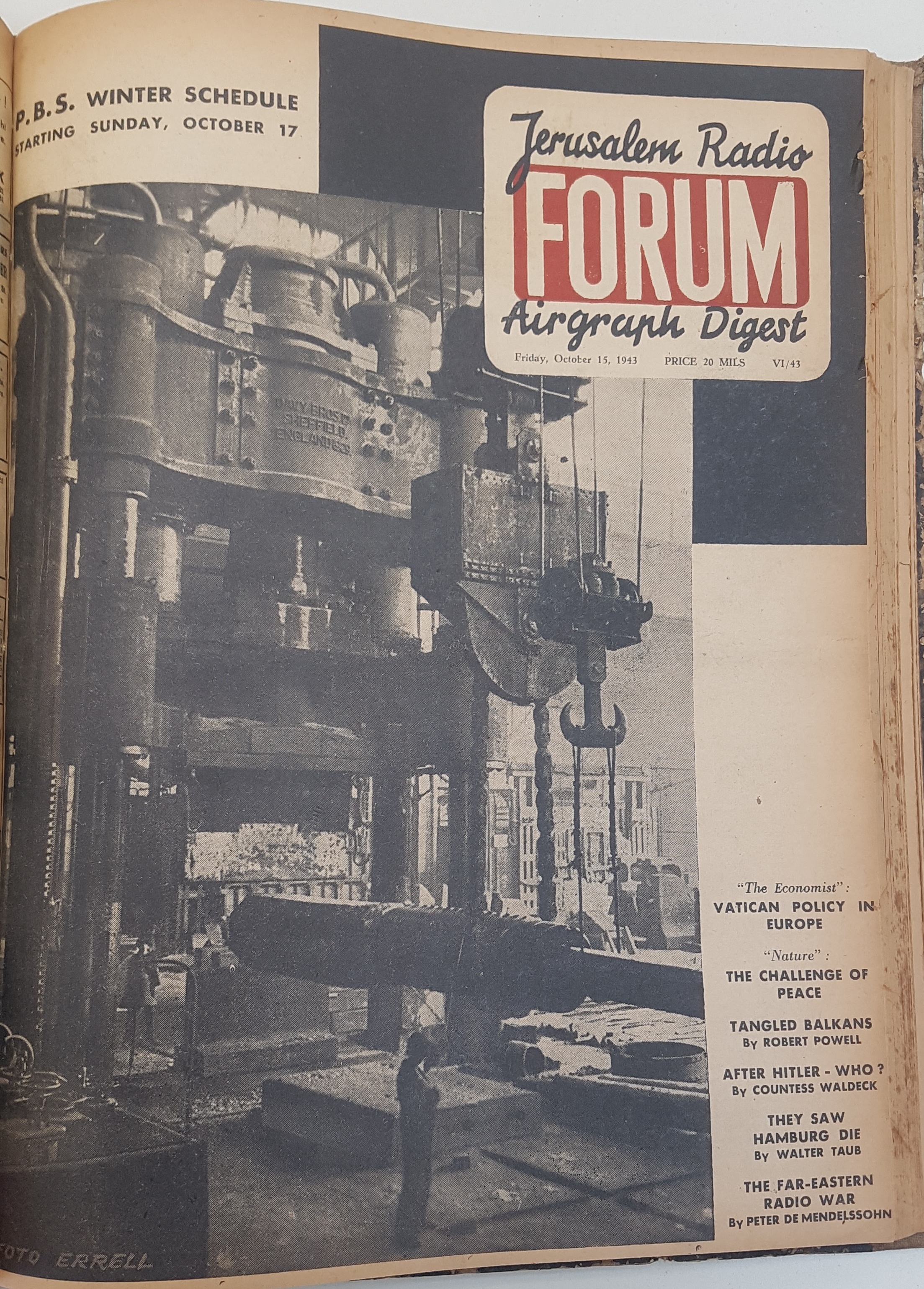 cover page of Forum Vol 6, No. 43, Friday,  October 15, 1943