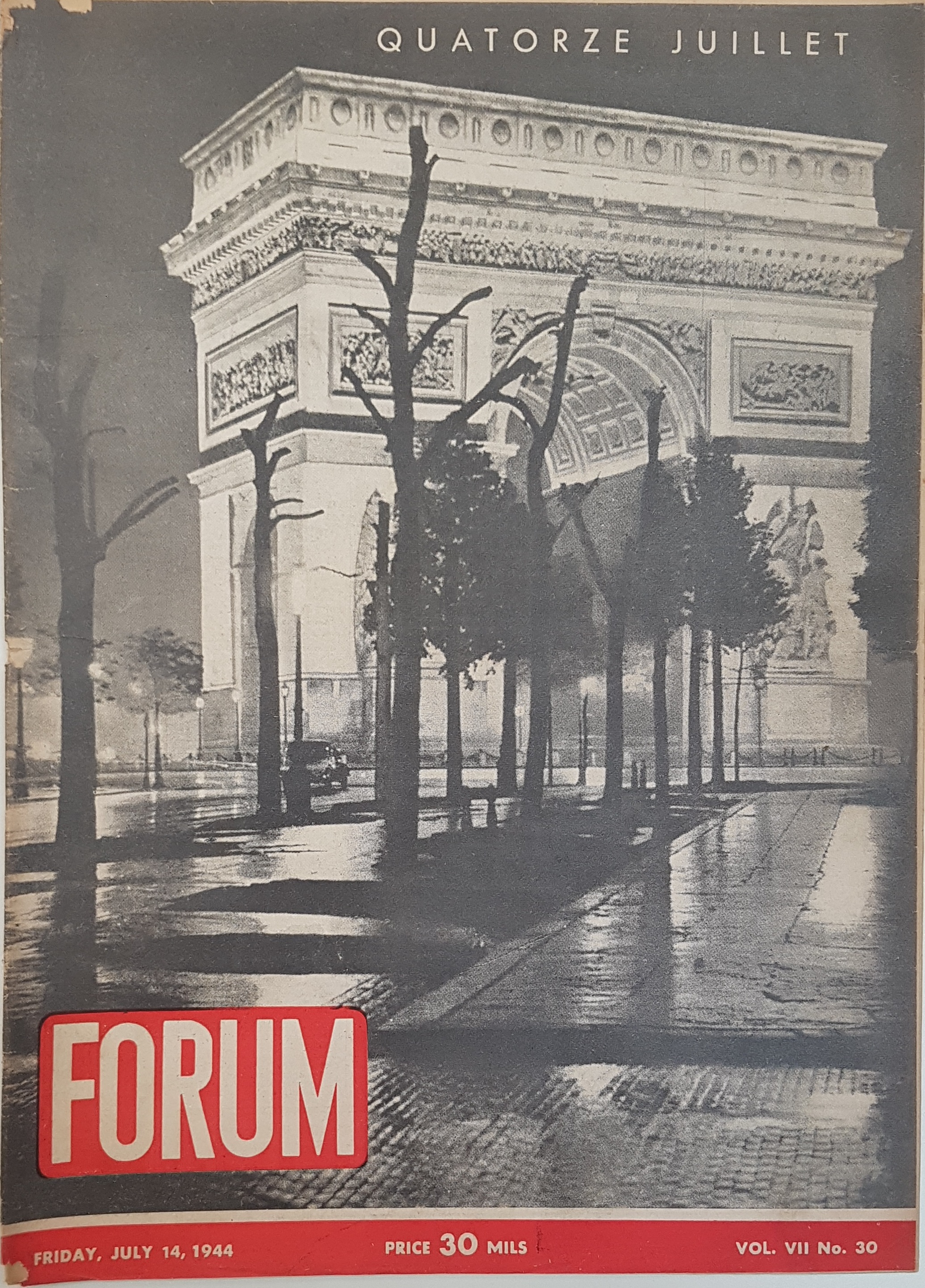 cover page of Forum Vol 7, No 30, July 14, 1944