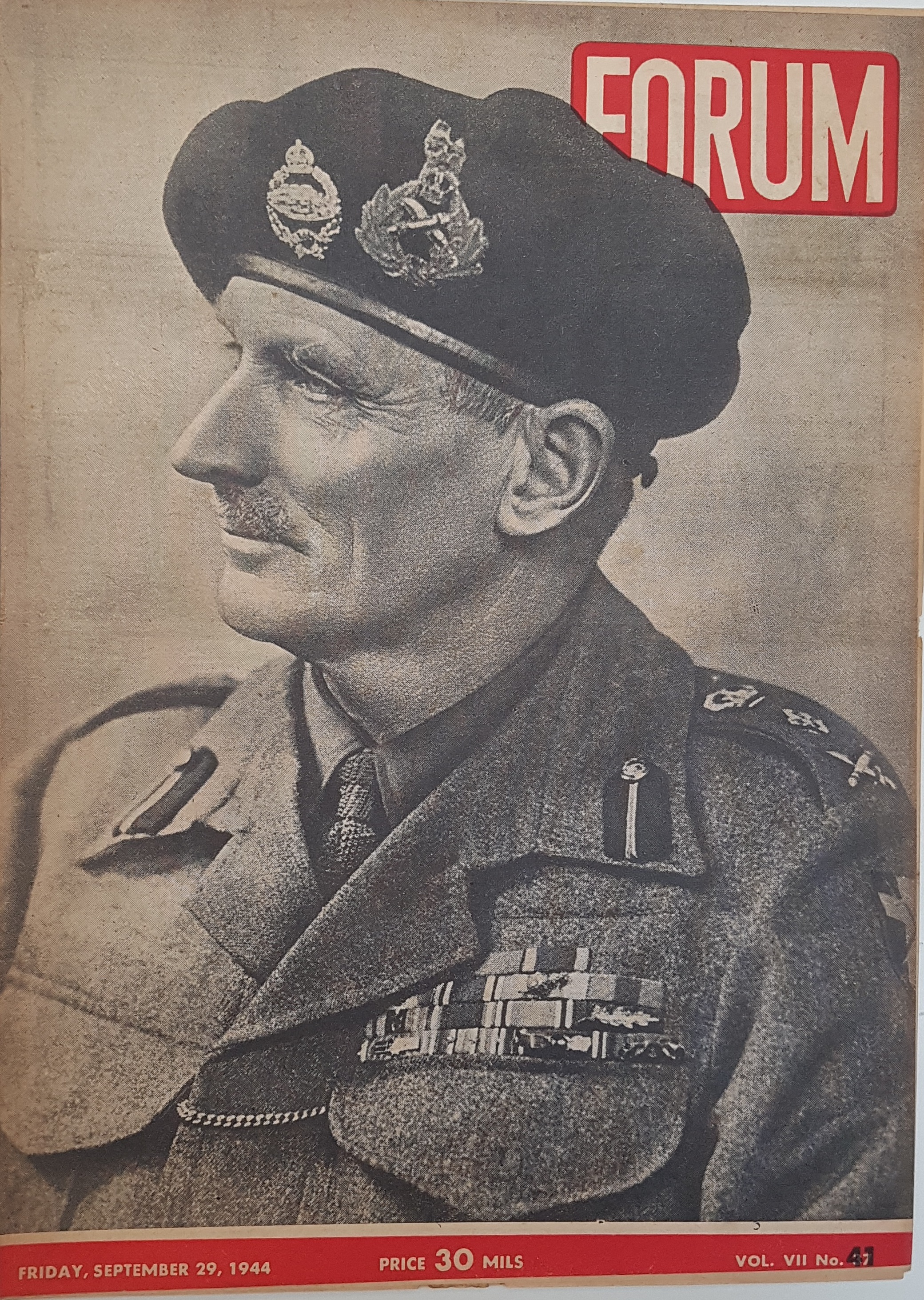 cover page of Forum Vol 7, No 41, Wednesday, September 29, 1944