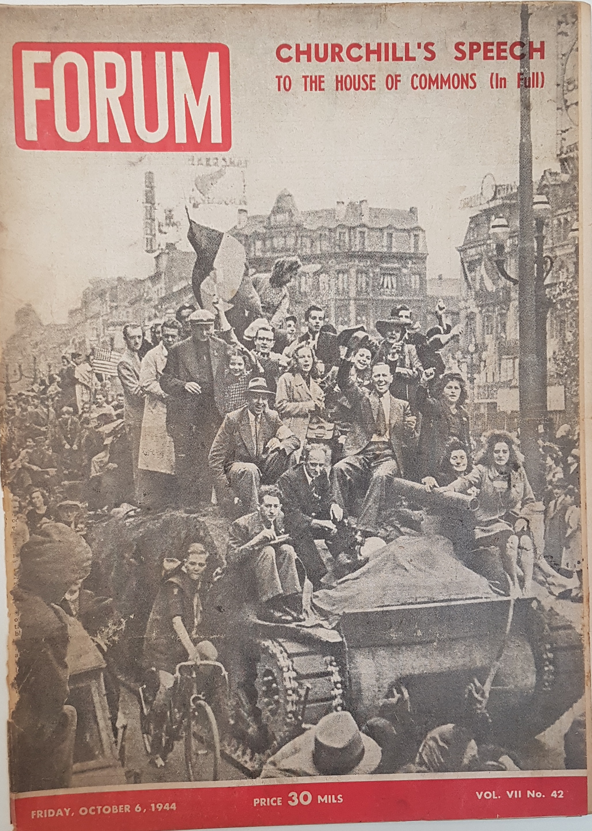 cover page of Forum Vol 7, No 42, Friday, October 6, 1944