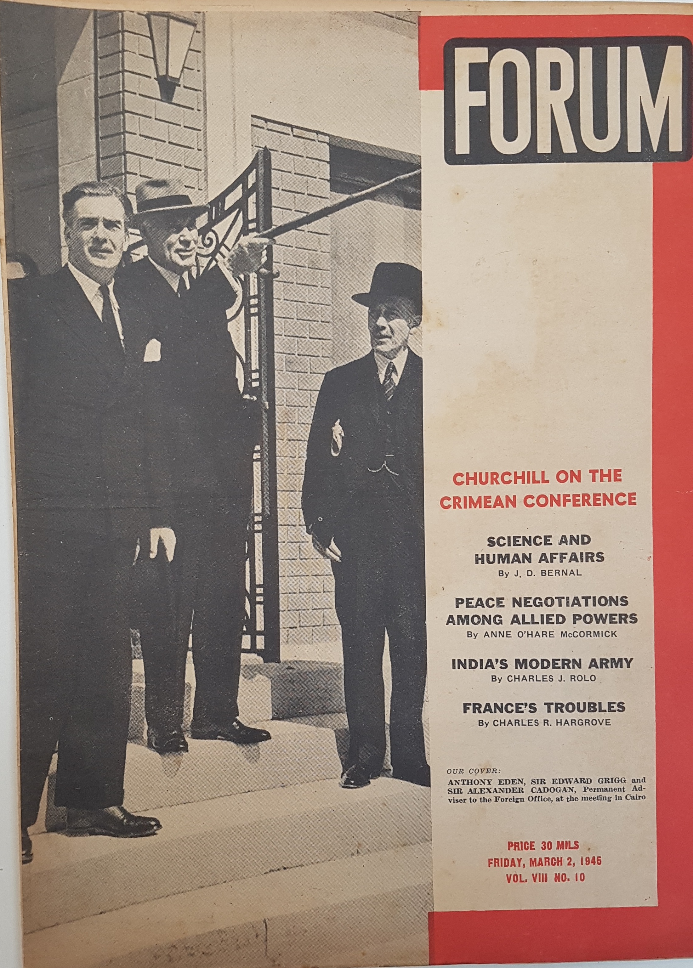 cover page of Forum Vol 8, No. 10,  March 2, 1945