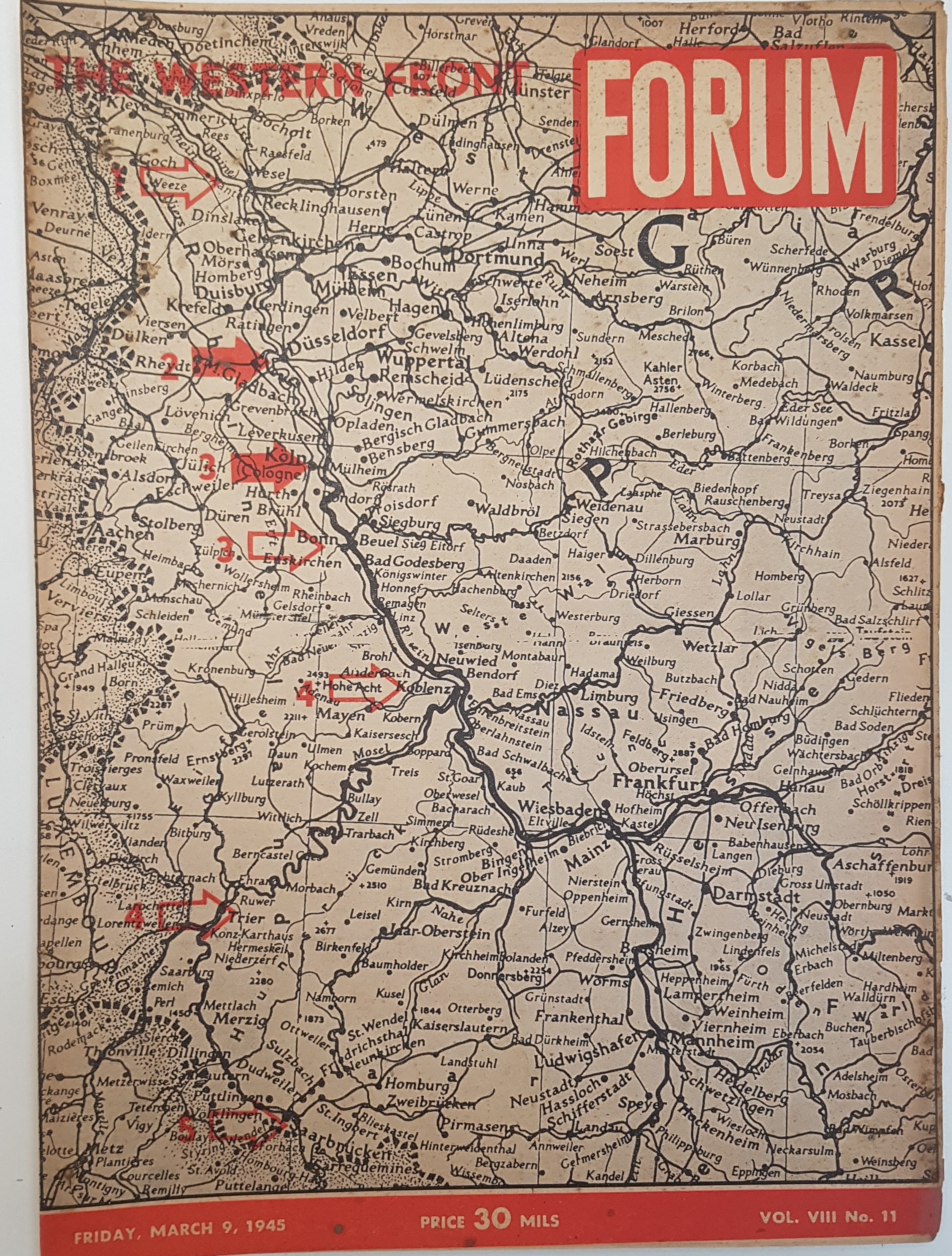 cover page of Forum Vol 8, No. 11,  March 9, 1945