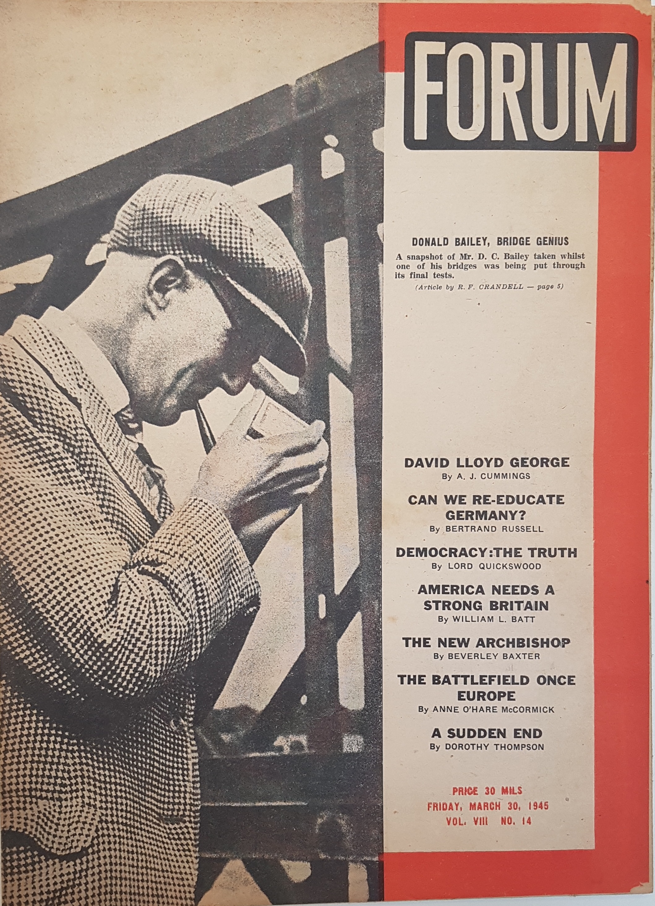 cover page of Forum Vol 8, No 14, March 30,  1945
