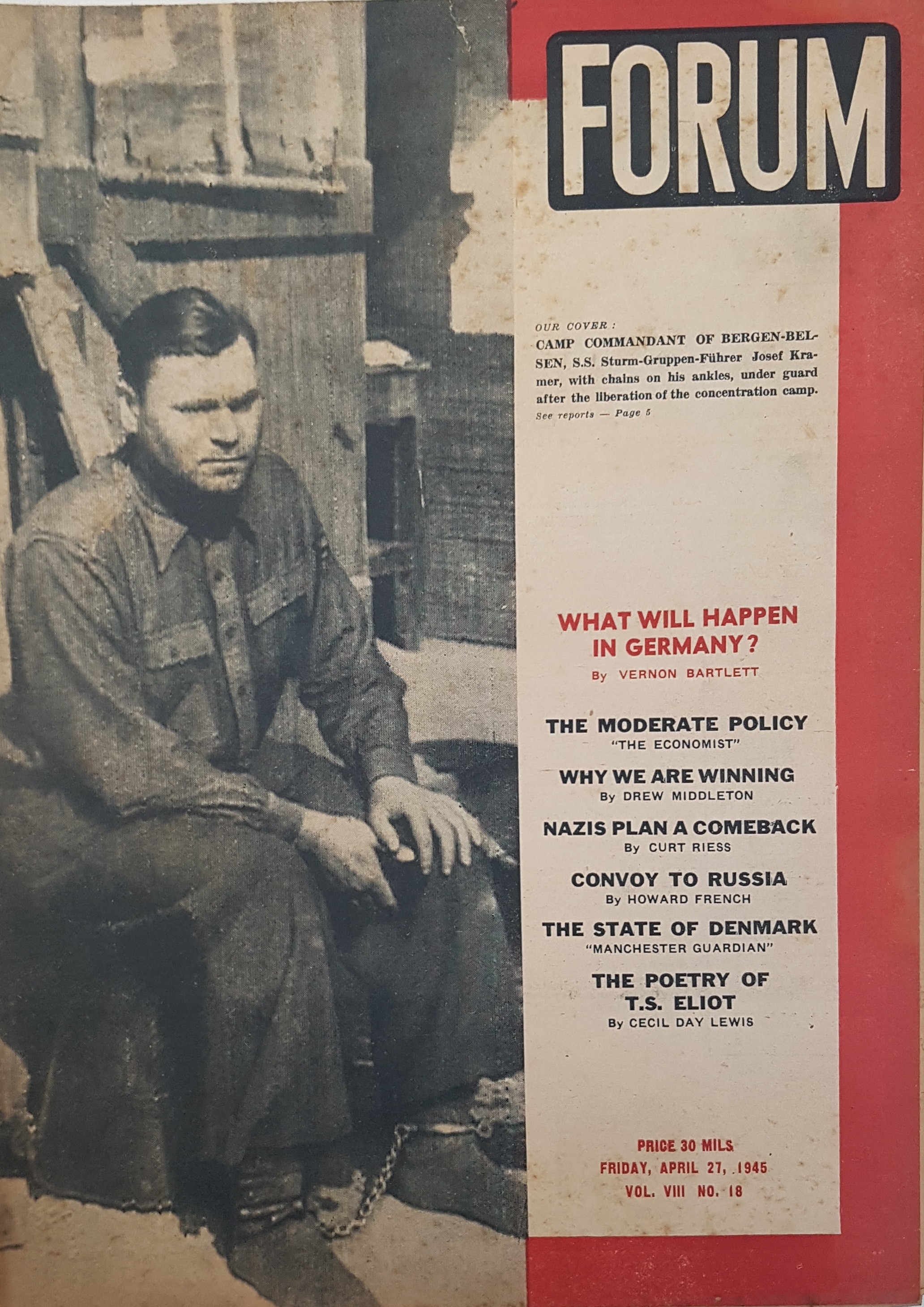 cover page of Forum Vol 8, No 18, April 27, 1945