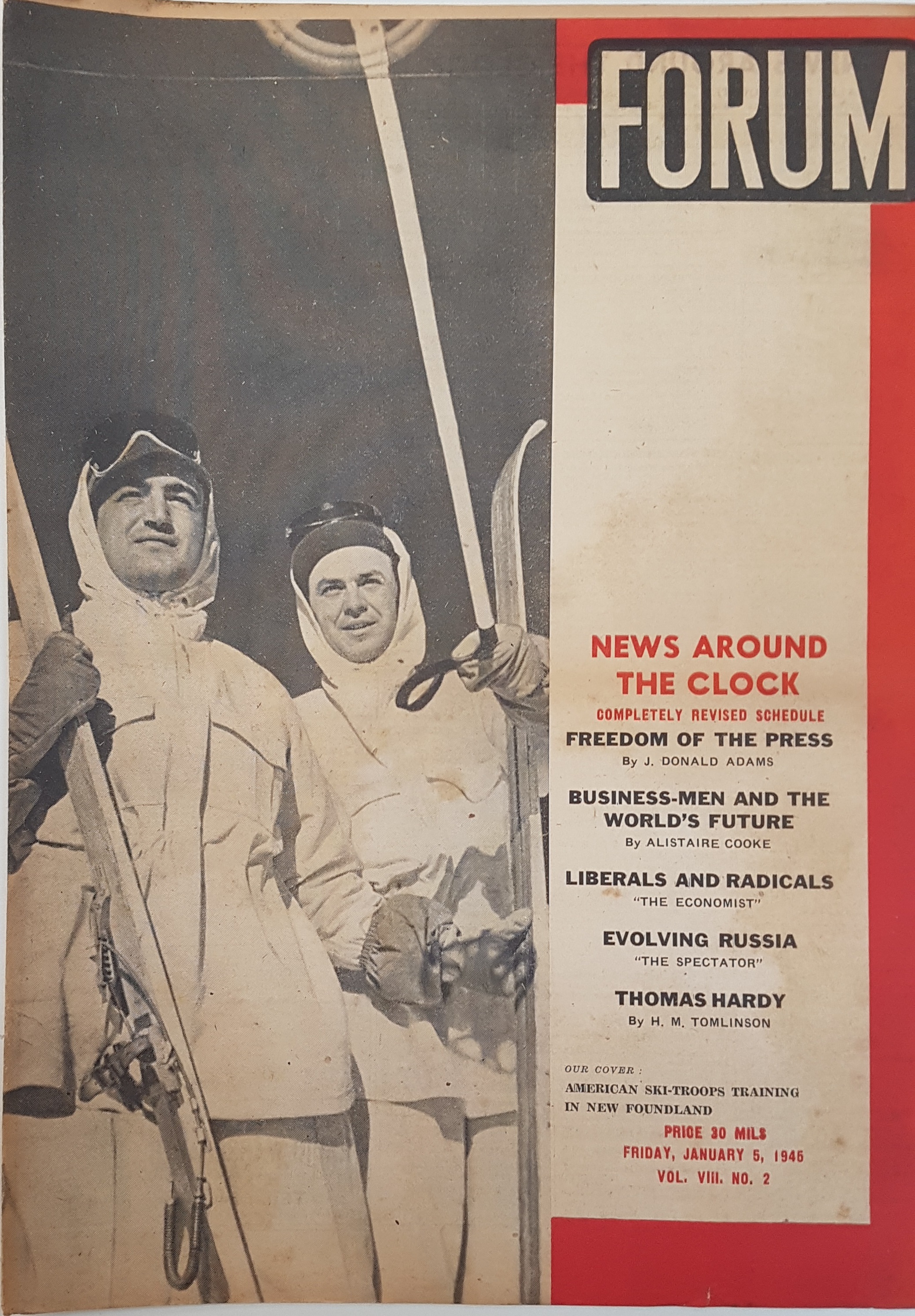 cover page of Forum Vol 8,  No 2, January 5, 1945