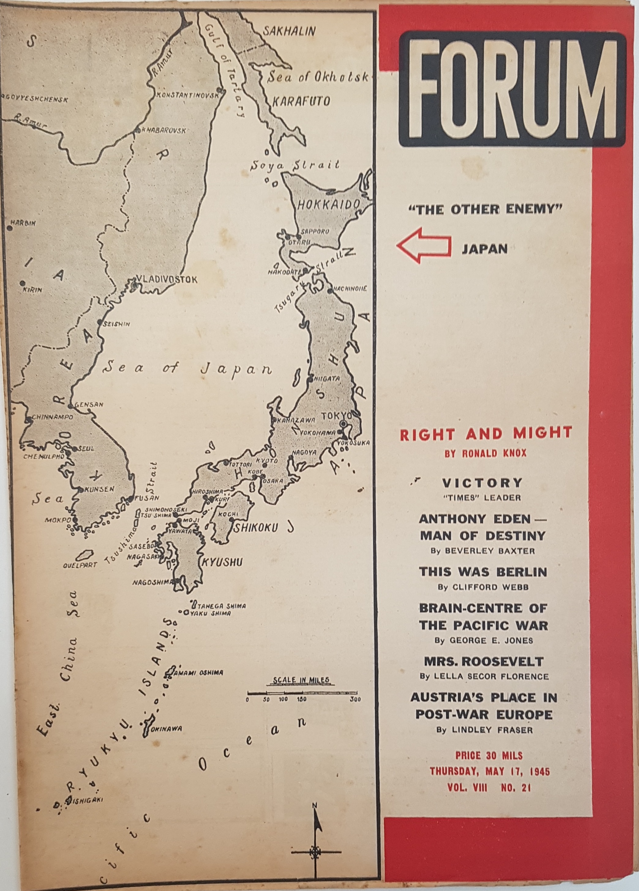 cover page of Forum Vol 8, No 21,  May 18, 1945