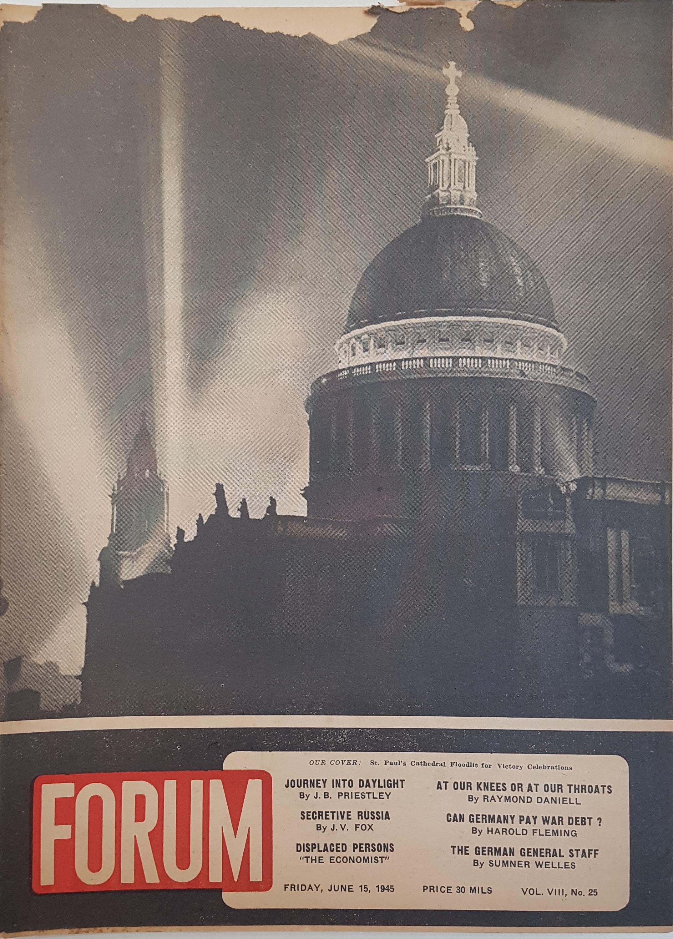 cover page of Forum Vol 8, No. 25, June 15, 1945
