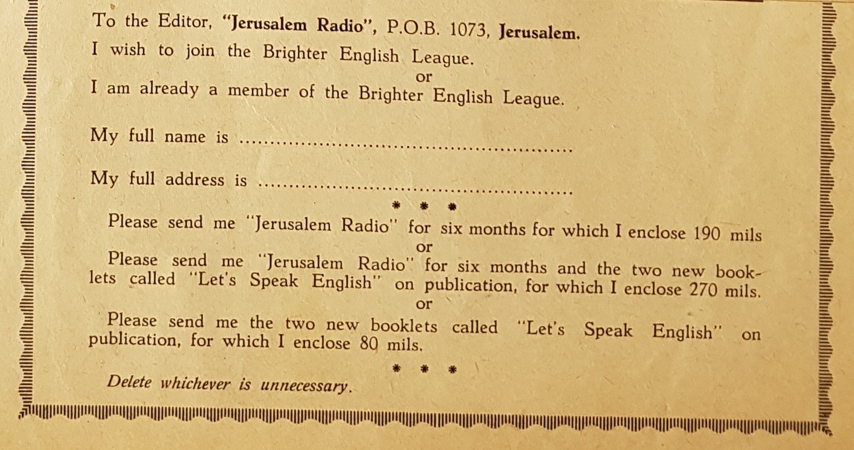 advert from Jerusalem Radio,  June 9, 1939, p3